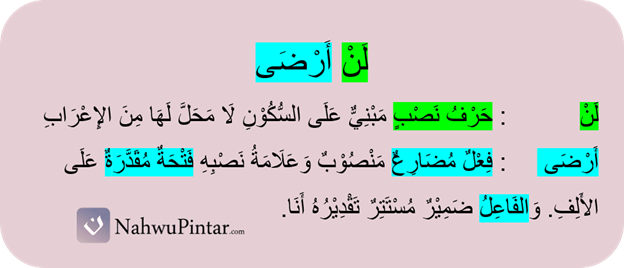 Fi'il Mudhori' Manshub (نَصْبُ الفِعْلِ المُضَارِعِ) - Hurufun Nawasib, Kaidah dan Contoh I'rob